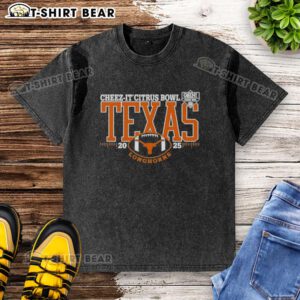 2025 Cheez-It Citrus Bowl Logo on Nice Texas Longhorns Washed T-Shirt, showcasing team spirit and style.