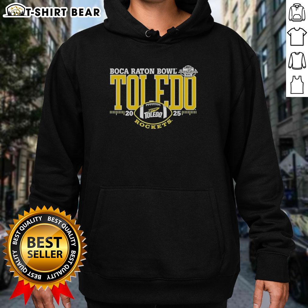 Alt Text: Nice Toledo Rockets 2025 Boca Raton Bowl logo hoodie featuring vibrant team colors and bold graphics.