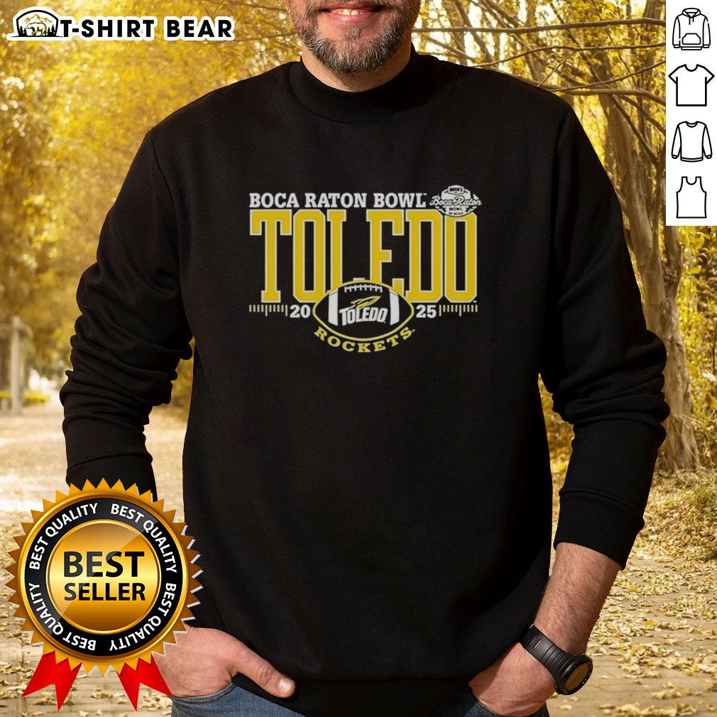 Nice Toledo Rockets 2025 Boca Raton Bowl logo sweatshirt featuring vibrant team colors and design.