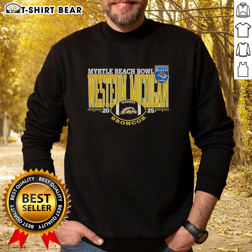 Nice Western Michigan Broncos 2025 Myrtle Beach Bowl logo sweatshirt featuring vibrant team colors and stylish design.