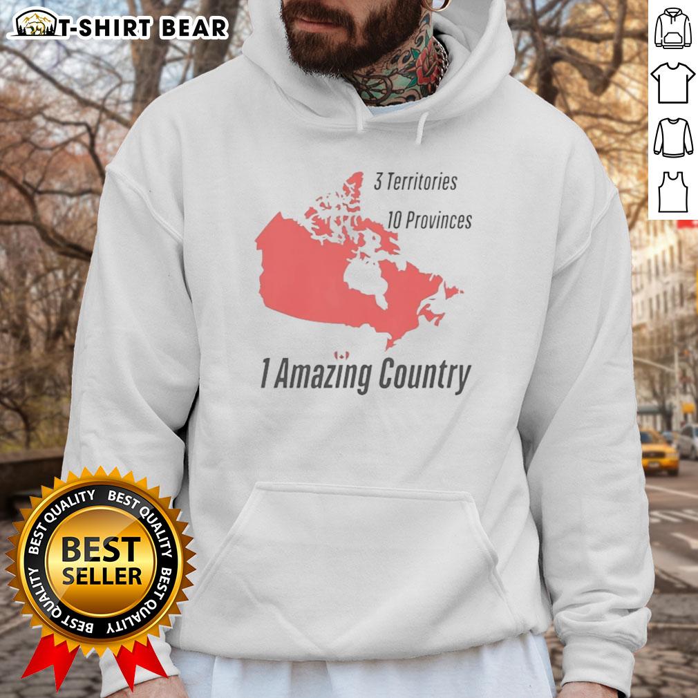 Official 3 Territories 10 Provinces 1 Amazing Country Hoodie showcasing Canada's diverse regions and vibrant culture.