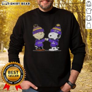 Official Baltimore Ravens Snoopy and Charlie Brown Best Friends Sweatshirt featuring vibrant graphics and cozy design.