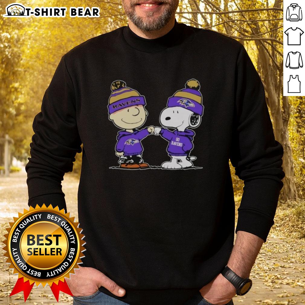 Official Baltimore Ravens Snoopy and Charlie Brown Best Friends Sweatshirt featuring vibrant graphics and cozy design.