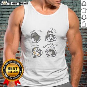 Cute tank top featuring adorable cats and a cat-puccino coffee design, perfect for cat lovers and cozy style enthusiasts.