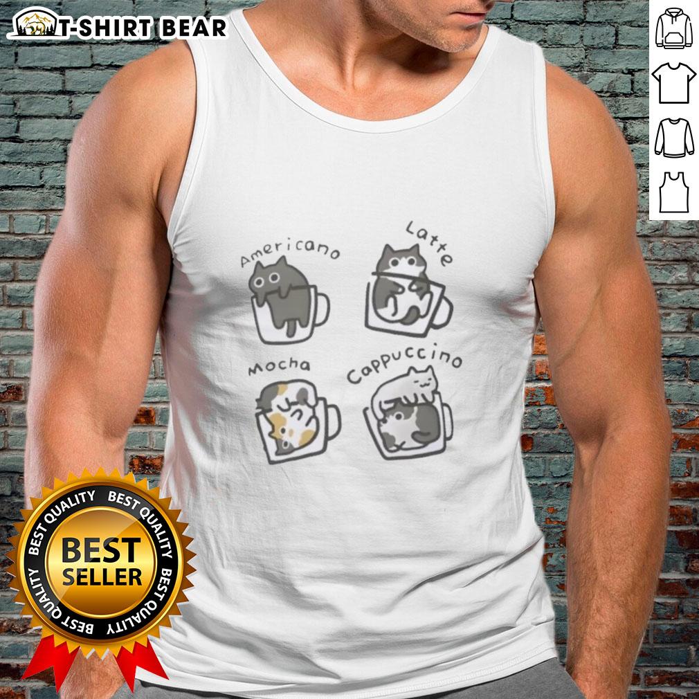Cute tank top featuring adorable cats and a cat-puccino coffee design, perfect for cat lovers and cozy style enthusiasts.