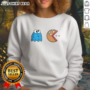 Official Cookie Monster Cookie Man Pacman sweatshirt featuring vibrant graphics and cozy design for fans of the classic character.