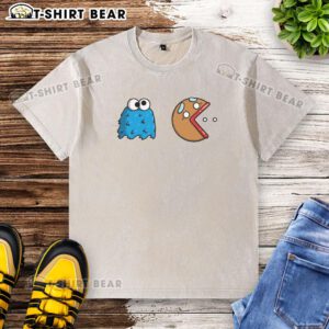 Official Cookie Monster Cookie Man Pacman washed t-shirt featuring vibrant graphics and a comfortable fit for fans.
