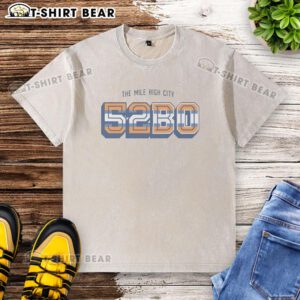 Alt Text: Official Denver Broncos The Mile High City 5280 washed t-shirt in navy blue, perfect for fans and game day attire.