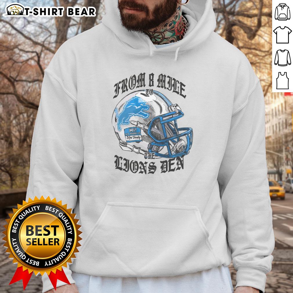 Official Eminem X Detroit Lions helmet hoodie featuring a stylish design for fans of music and football.