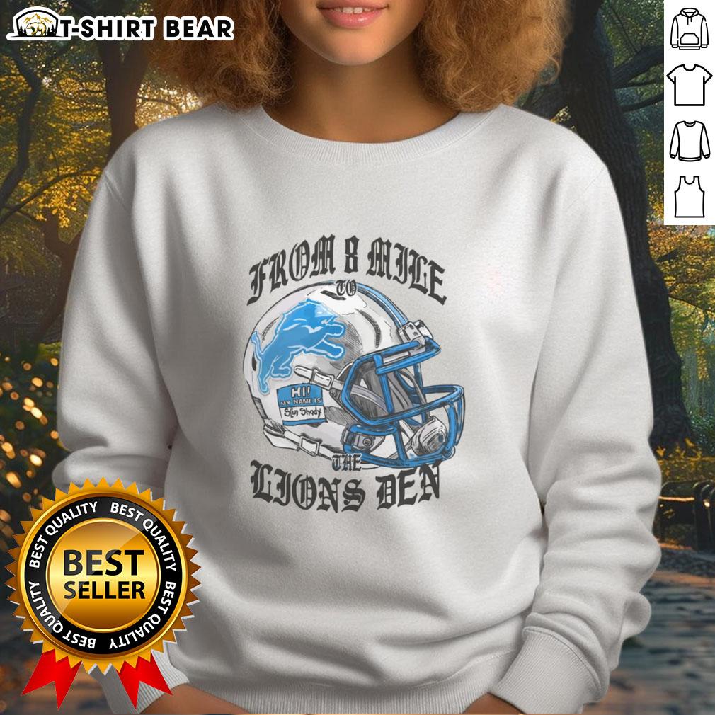 Official Eminem X Detroit Lions helmet sweatshirt featuring a stylish design for fans and collectors.