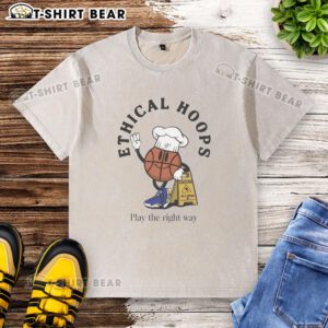 Official Ethical Hoops Play the Right Way Washed T-Shirt in soft cotton, perfect for casual wear and promoting sustainability.