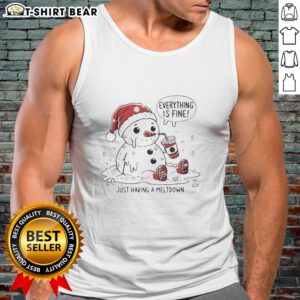 Official Everything Is Fine Meltdown Christmas Tank Top featuring a festive design perfect for holiday celebrations.