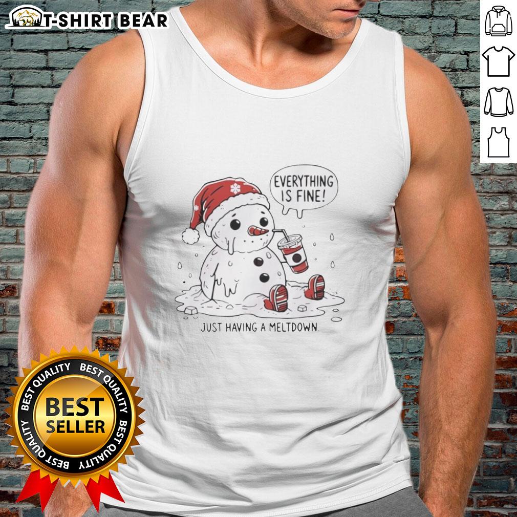 Official Everything Is Fine Meltdown Christmas Tank Top featuring a festive design perfect for holiday celebrations.