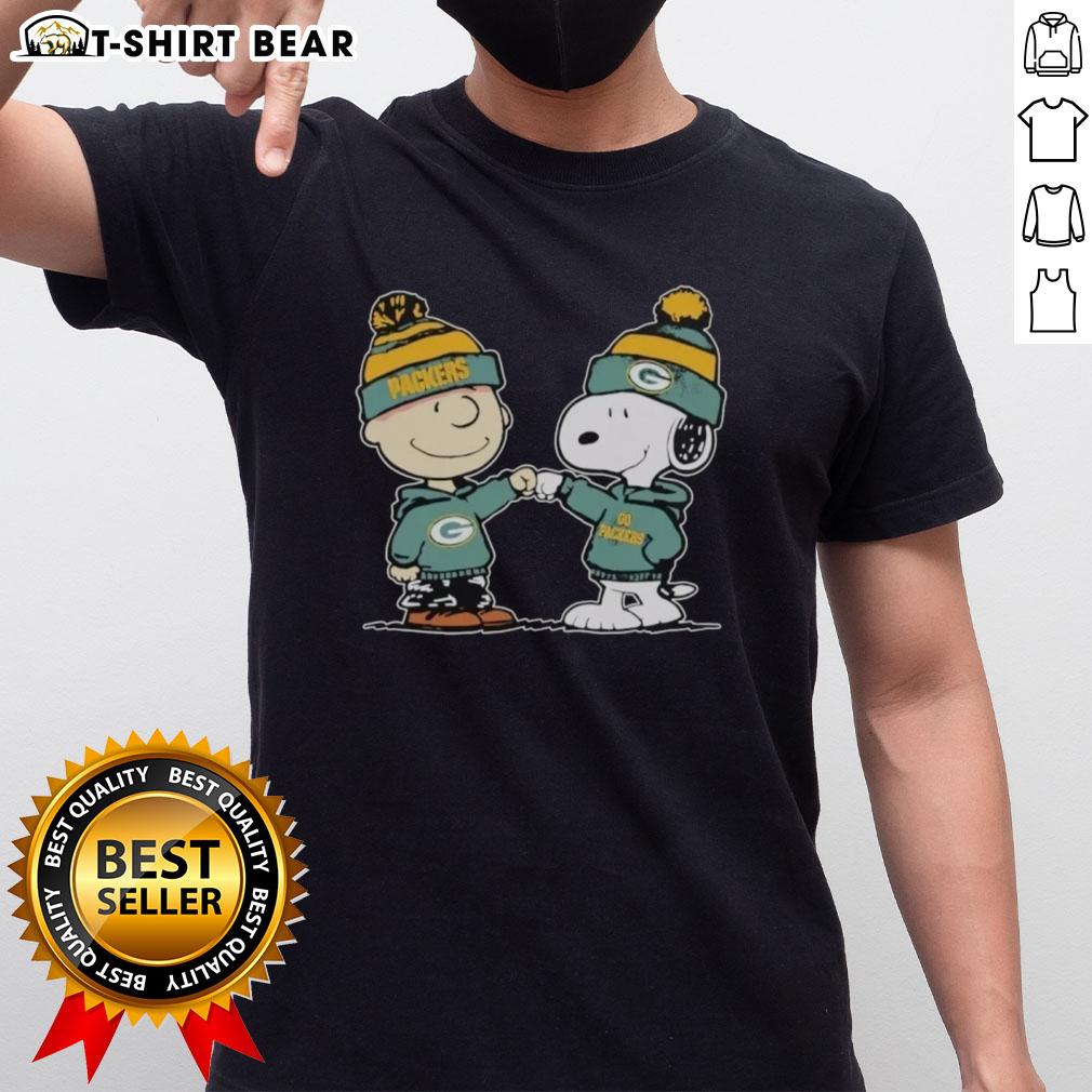 Alt Text: Official Green Bay Packers Snoopy and Charlie Brown Best Friends T-Shirt featuring iconic characters in team colors.