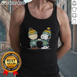Official Green Bay Packers Snoopy and Charlie Brown Best Friends tank top featuring vibrant team colors and playful design.