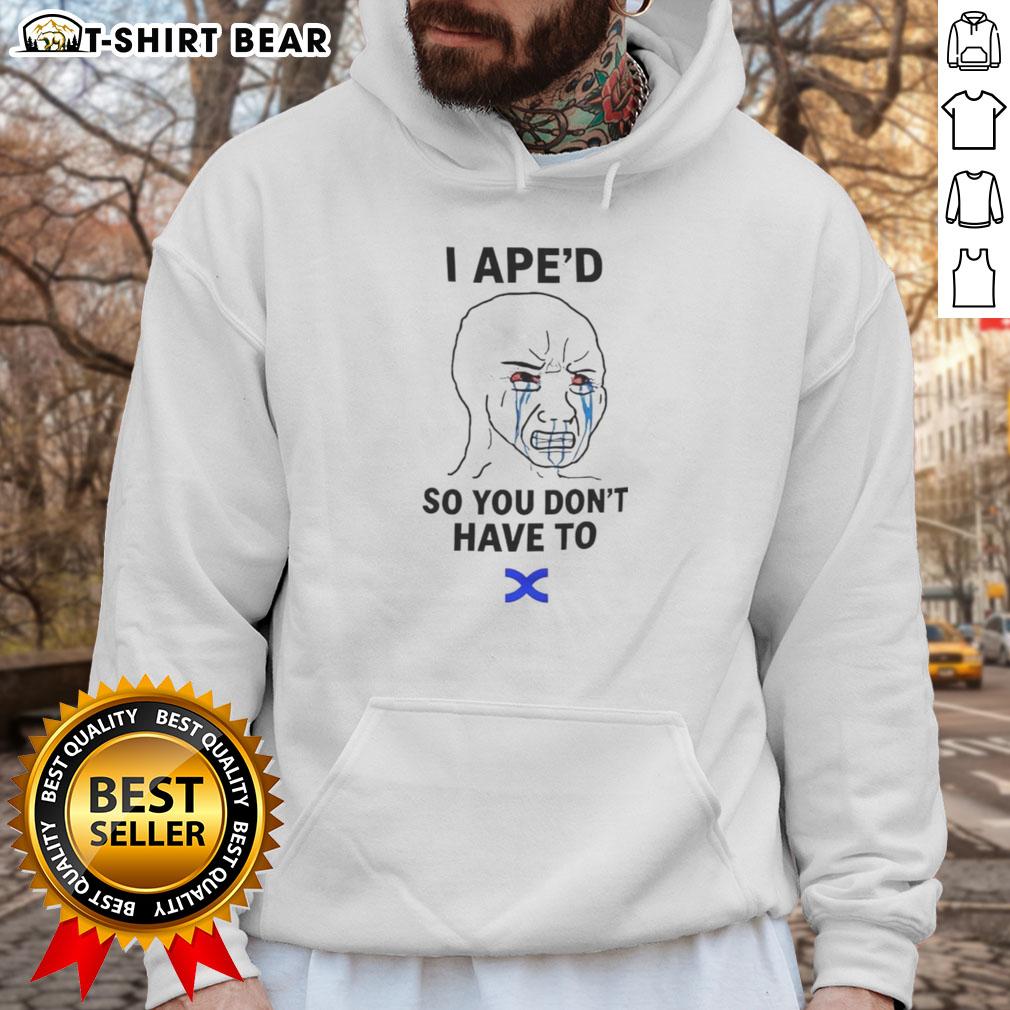 Official I APED So You Don't Have To Hoodie featuring a stylish design for fans of the I APED series.