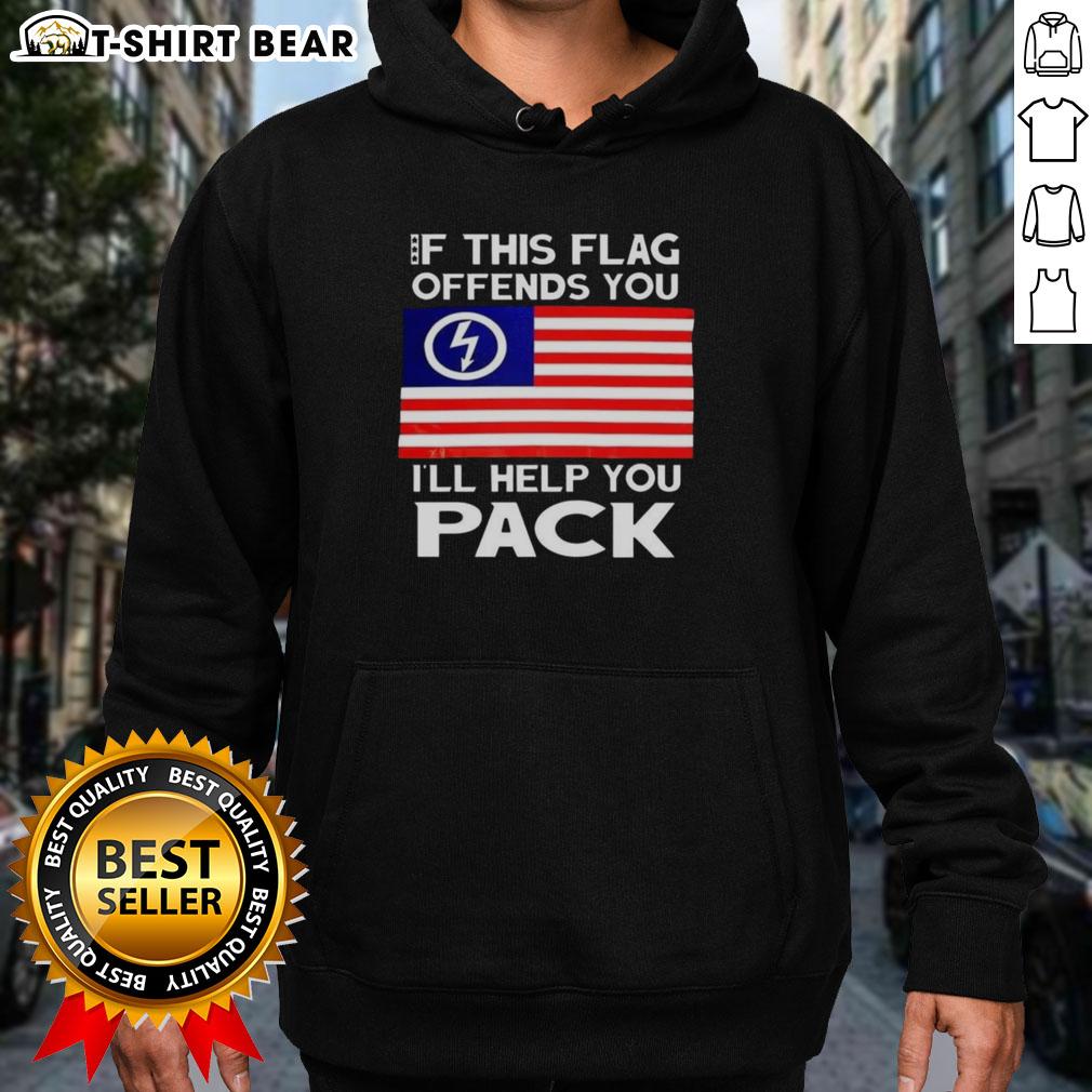 Official 'If This Flag Offends You, I'll Help You Pack' hoodie for music lovers, featuring bold text design.