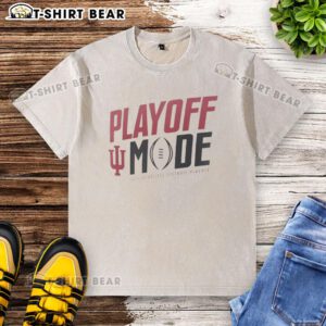 Official Indiana Hoosiers Playoff Mode T-shirt for the 2025-2026 College Football Playoff, featuring a washed look.