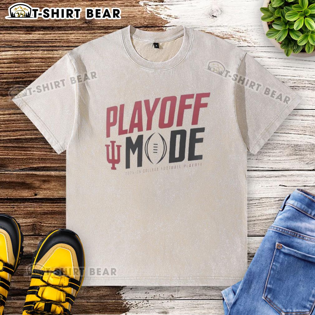 Official Indiana Hoosiers Playoff Mode T-shirt for the 2025-2026 College Football Playoff, featuring a washed look.