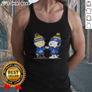 Official Los Angeles Rams Snoopy and Charlie Brown best friends tank top featuring vibrant graphics and team colors.