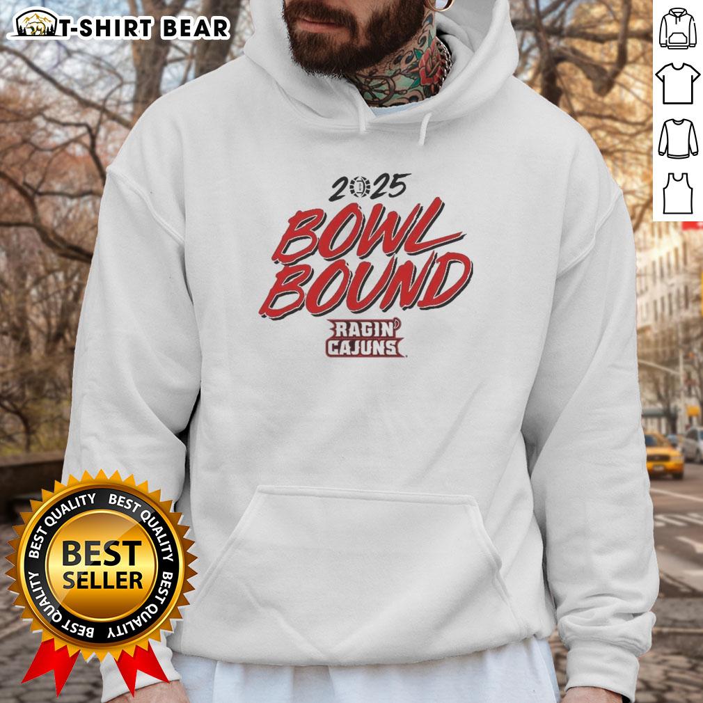 Alt Text: Official Louisiana Ragin' Cajuns 2025 Bowl Bound Hoodie featuring team colors and logo for fans and supporters.