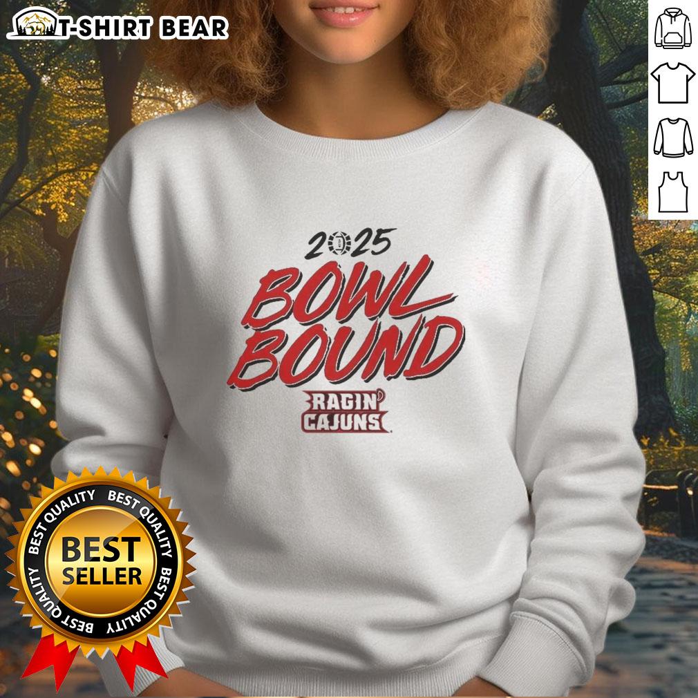 Official Louisiana Ragin' Cajuns 2025 Bowl Bound Sweatshirt in team colors, perfect for fans and game day wear.