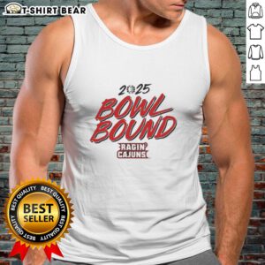 Official Louisiana Ragin' Cajuns 2025 Bowl Bound tank top featuring vibrant colors and stylish design for fans.