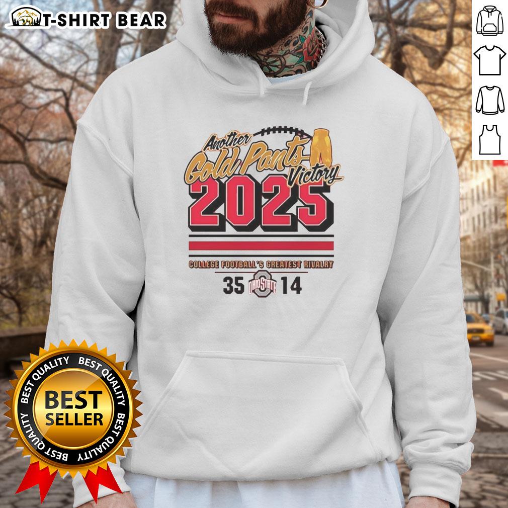 Official Ohio State Buckeyes 2025 Another Gold Pants Hoodie featuring team colors and logo, perfect for fans.