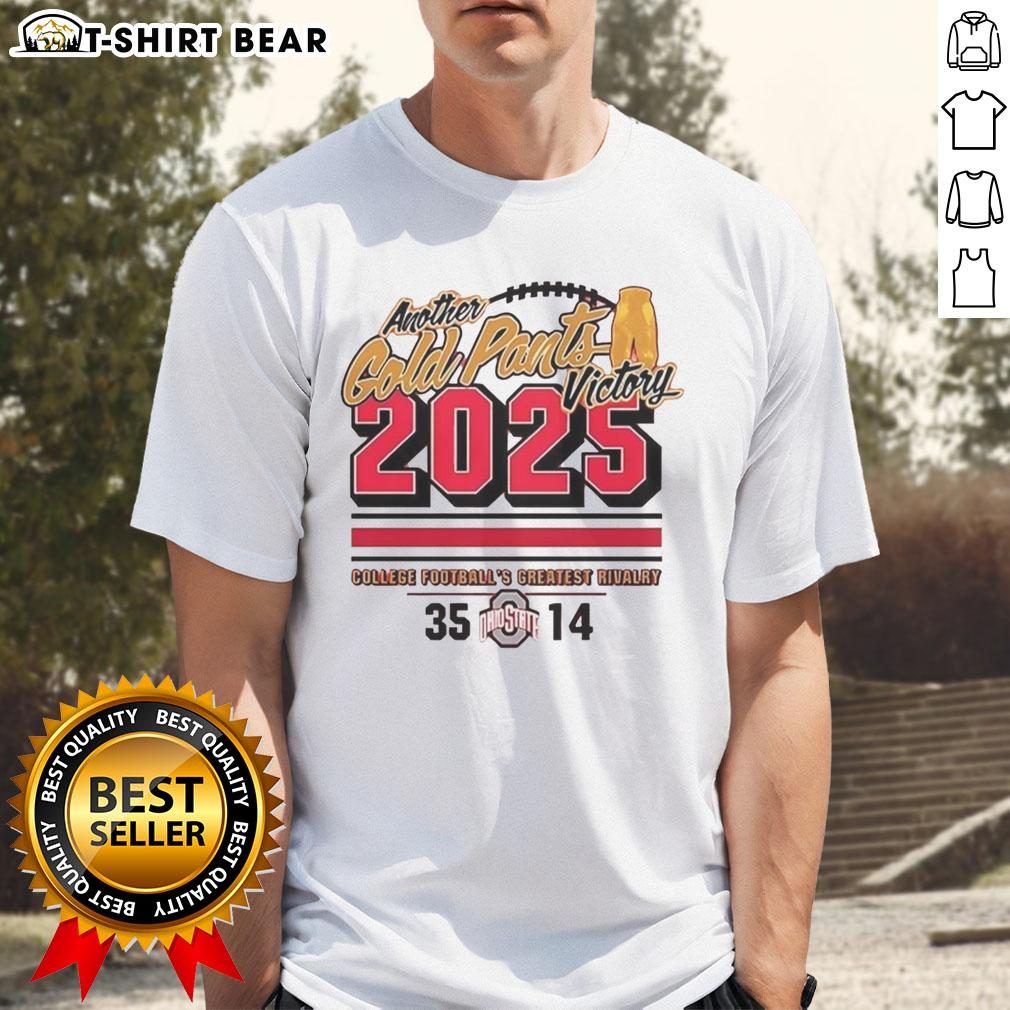 Official Ohio State Buckeyes 2025 Another Gold Pants T-Shirt featuring team logo and vibrant colors for fans.