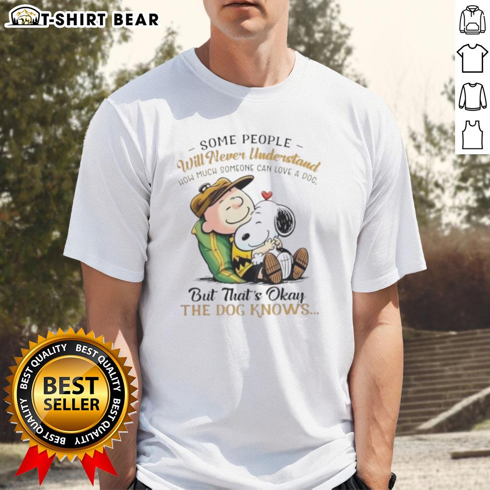 Official Snoopy and Charlie Brown t-shirt featuring the quote about love for dogs. Perfect for dog lovers and Peanuts fans.