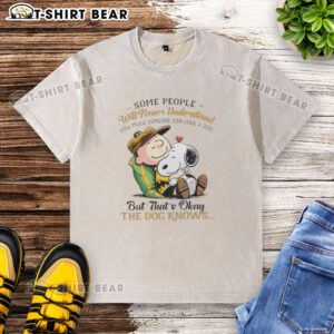 Official Snoopy and Charlie Brown washed t-shirt featuring the quote about loving a dog. Perfect for Peanuts fans!