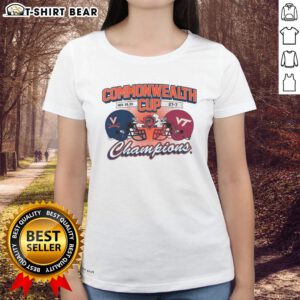 Alt Text: 2025 Official Virginia Cavaliers Commonwealth Cup Winner Ladies Tee showcasing team logo and vibrant colors.