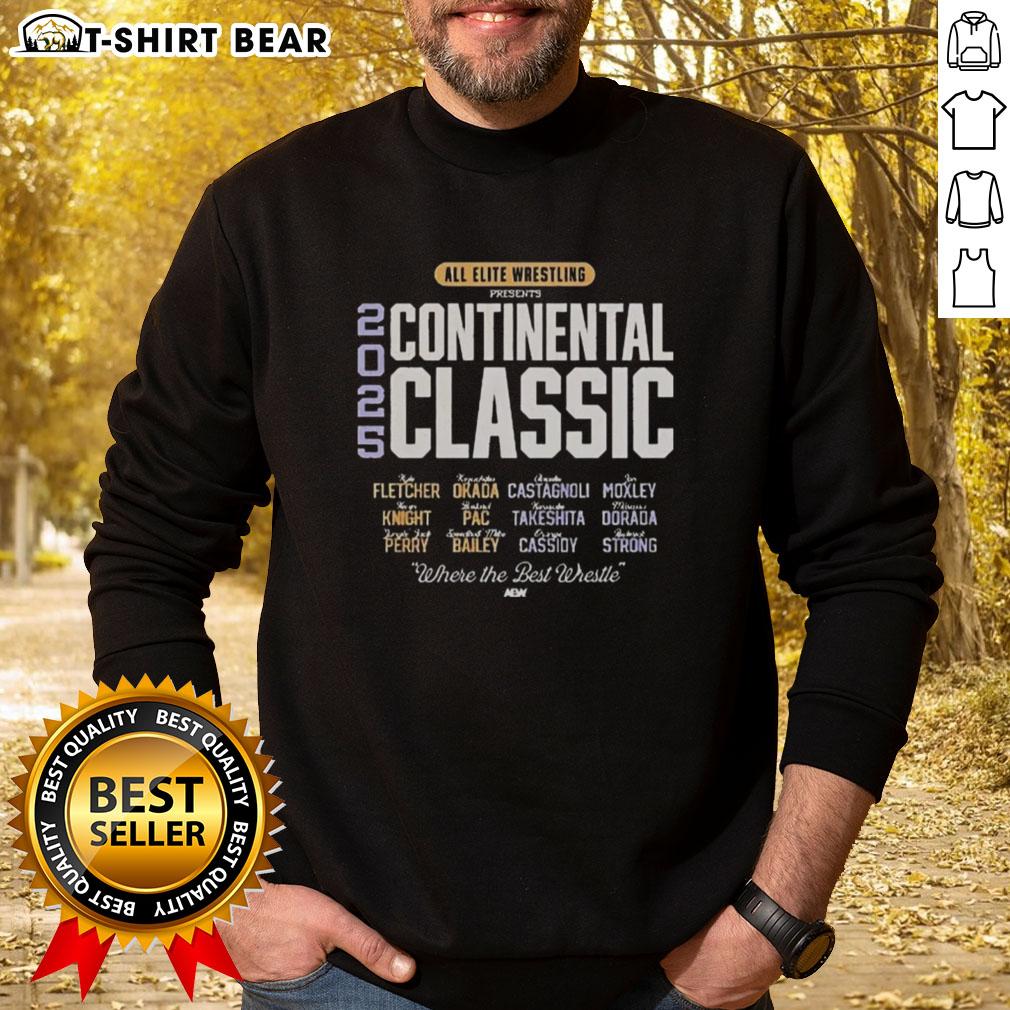 Original All Elite Wrestling AEW Continental Classic 2025 sweatshirt featuring bold graphics and vibrant colors.