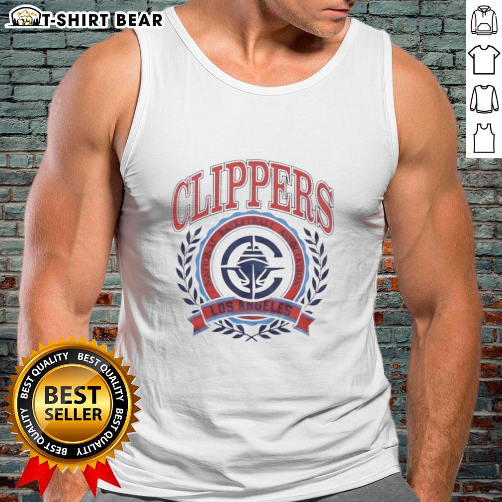 Original Los Angeles Clippers NBA crest tank top featuring vibrant team colors and logo for basketball fans.