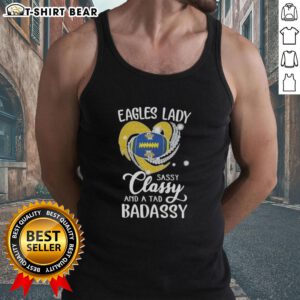Original Marquette Golden Eagles tank top featuring 'Lady Sassy Classy And A Tad Badassy' design in a diamond heart.