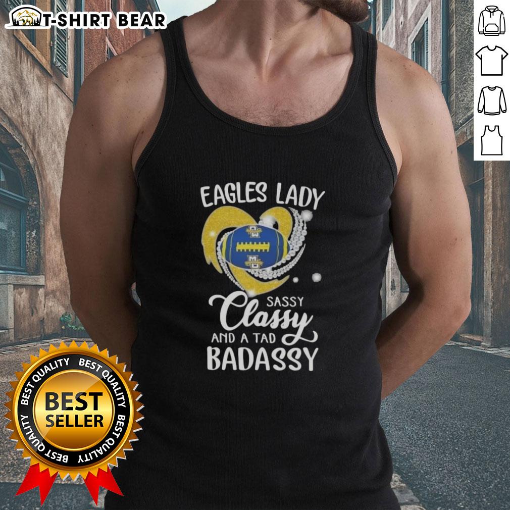 Original Marquette Golden Eagles tank top featuring 'Lady Sassy Classy And A Tad Badassy' design in a diamond heart.
