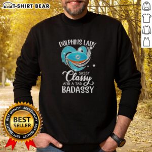 Original Miami Dolphins Lady Sassy Classy And A Tad Badassy Diamond Heart Sweatshirt in vibrant colors, perfect for fans.