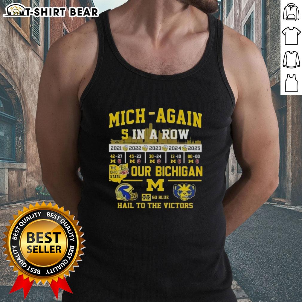 Original Michigan 5 In A Row tank top featuring 'Hail To The Victors' design, perfect for Ohio State fans. Go Blue!