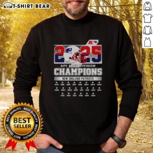 Alt Text: Original New York Patriots Football Helmet sweatshirt celebrating AFC East Division Champions 2025.
