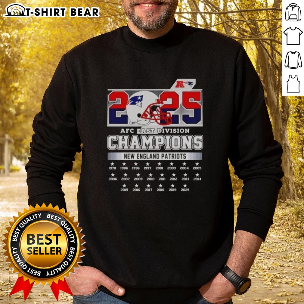 Alt Text: Original New York Patriots Football Helmet sweatshirt celebrating AFC East Division Champions 2025.