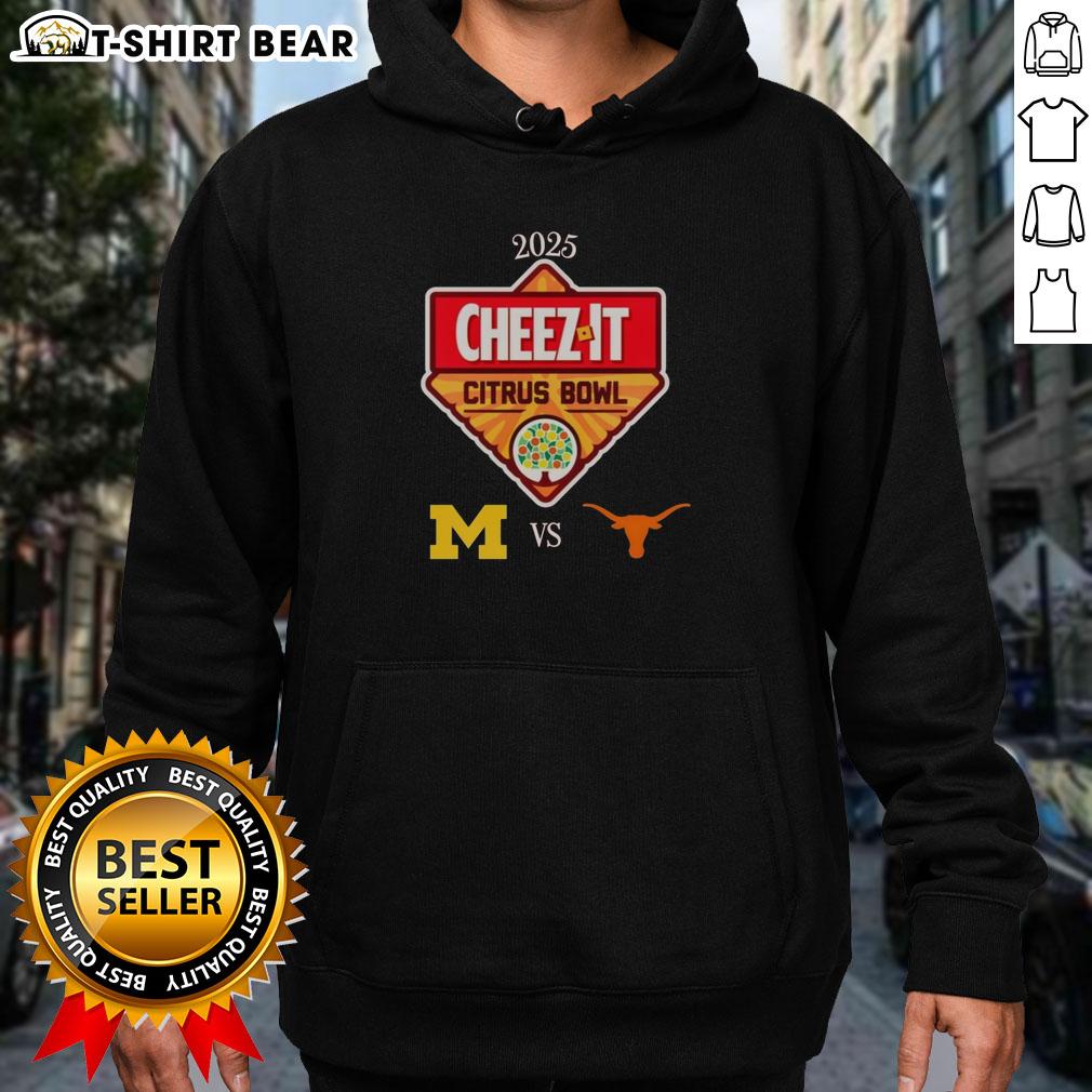 2025 Cheez-It Citrus Bowl hoodie featuring Michigan Wolverines vs Texas Longhorns design, perfect for fans.