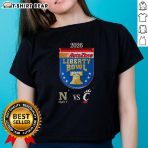 Original Official Navy Midshipmen vs Cincinnati Bearcats 2026 Autozone Liberty Bowl matchup ladies tee shirt design.