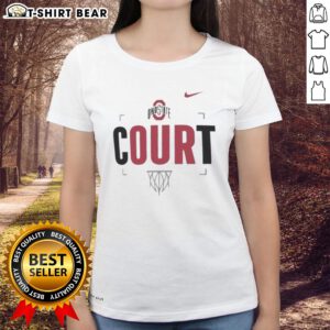 Alt Text: Original Ohio State Our Court Ladies Tee featuring a stylish design and comfortable fit for Ohio State fans.