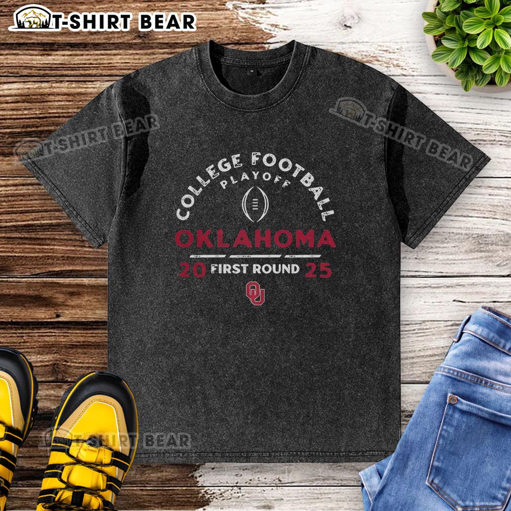 Original Oklahoma Sooners NCAA 2025-26 College Football Playoff First Round curved washed t-shirt in red.