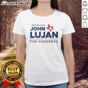 Alt Text: Original Republican John Lujan for Congress 2026 ladies tee featuring a stylish design and bold campaign logo.
