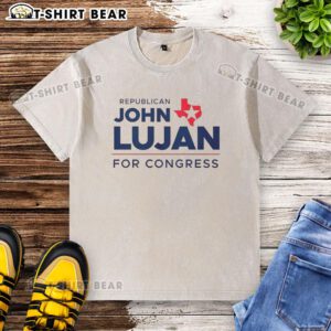 Original Republican John Lujan for Congress 2026 washed t-shirt, featuring a bold campaign logo and casual style.
