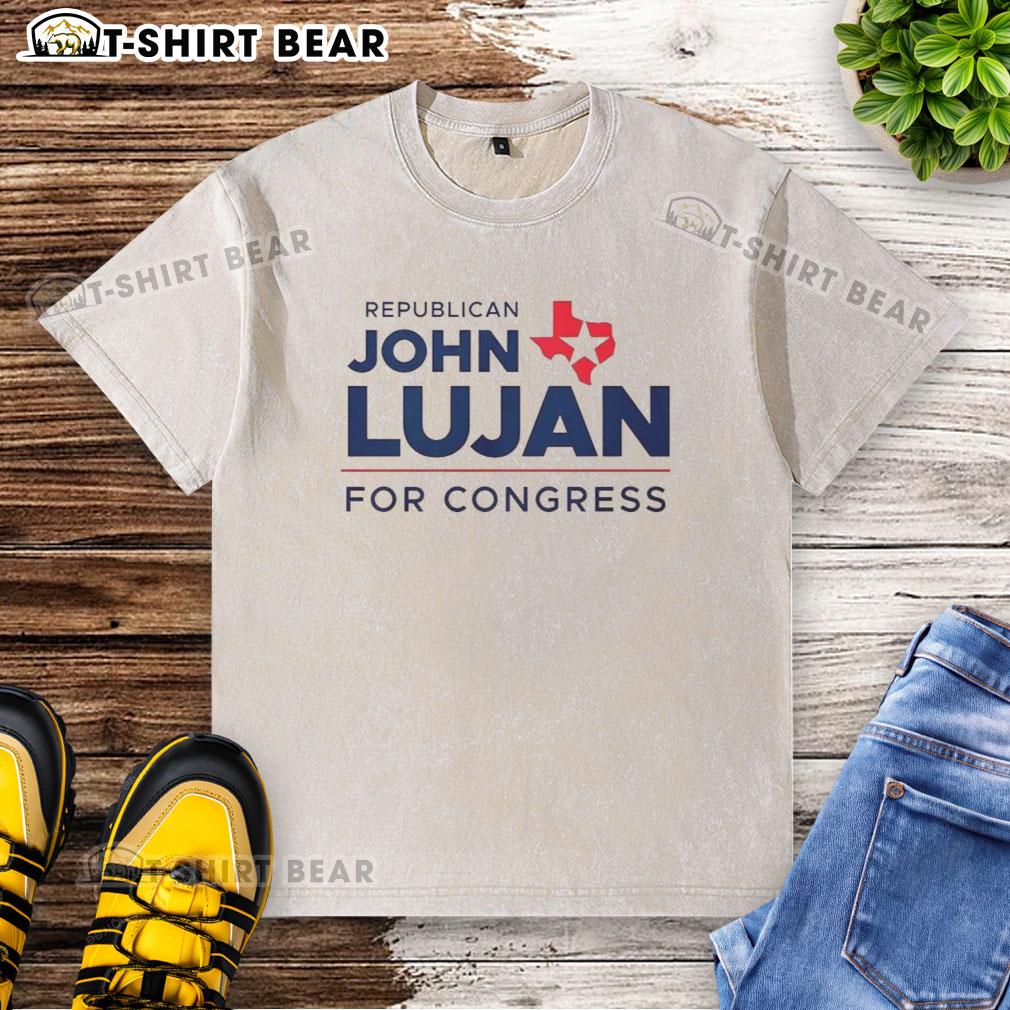 Original Republican John Lujan for Congress 2026 washed t-shirt, featuring a bold campaign logo and casual style.