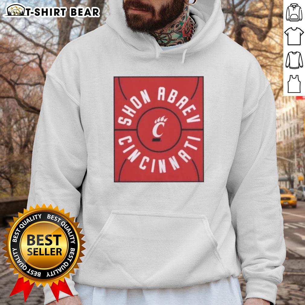 Original Shon Abaev full court Cincinnati Bearcats basketball hoodie featuring team logo and stylish design.