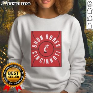 Alt Text: Original Shon Abaev full court Cincinnati Bearcats basketball sweatshirt in red, featuring team logo and sporty design.