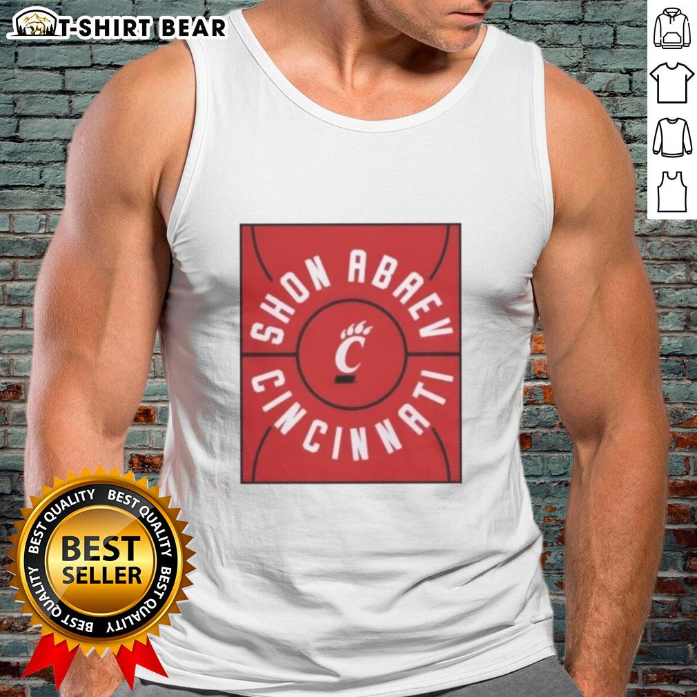 Alt Text: Original Shon Abaev full court Cincinnati Bearcats basketball tank top in vibrant colors, perfect for sports fans.